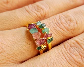 925 Sterling Silver Handmade Rings Mix Stone Size 7MM Round Shape Bezel Setting Ring For Anniversary Gift Ring