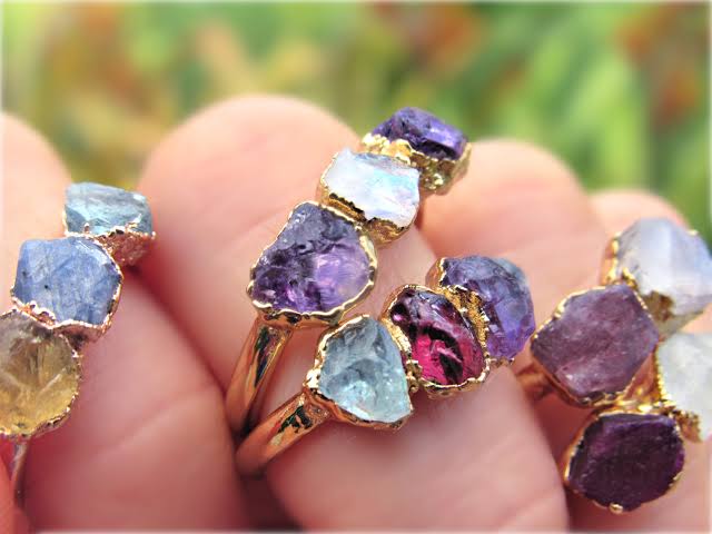 Silver Gold Electroplated Mix Color Stone Ring 6–8MM