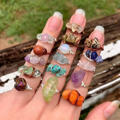 Silver Gold Electroplated Mix Color Stone Ring 6–8MM