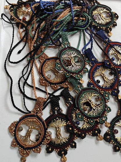 Macrame Wire Wrapped Brass Pendant | Handmade