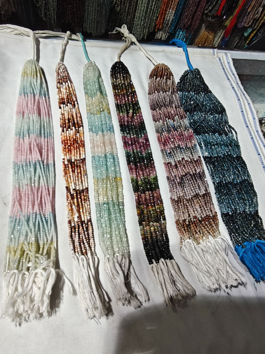 Natural Gemstone Beads Stone Chain Handmade Wire Wrapped Rosary Chain Multi Sapphire Beads Stonefor Jewelry Making