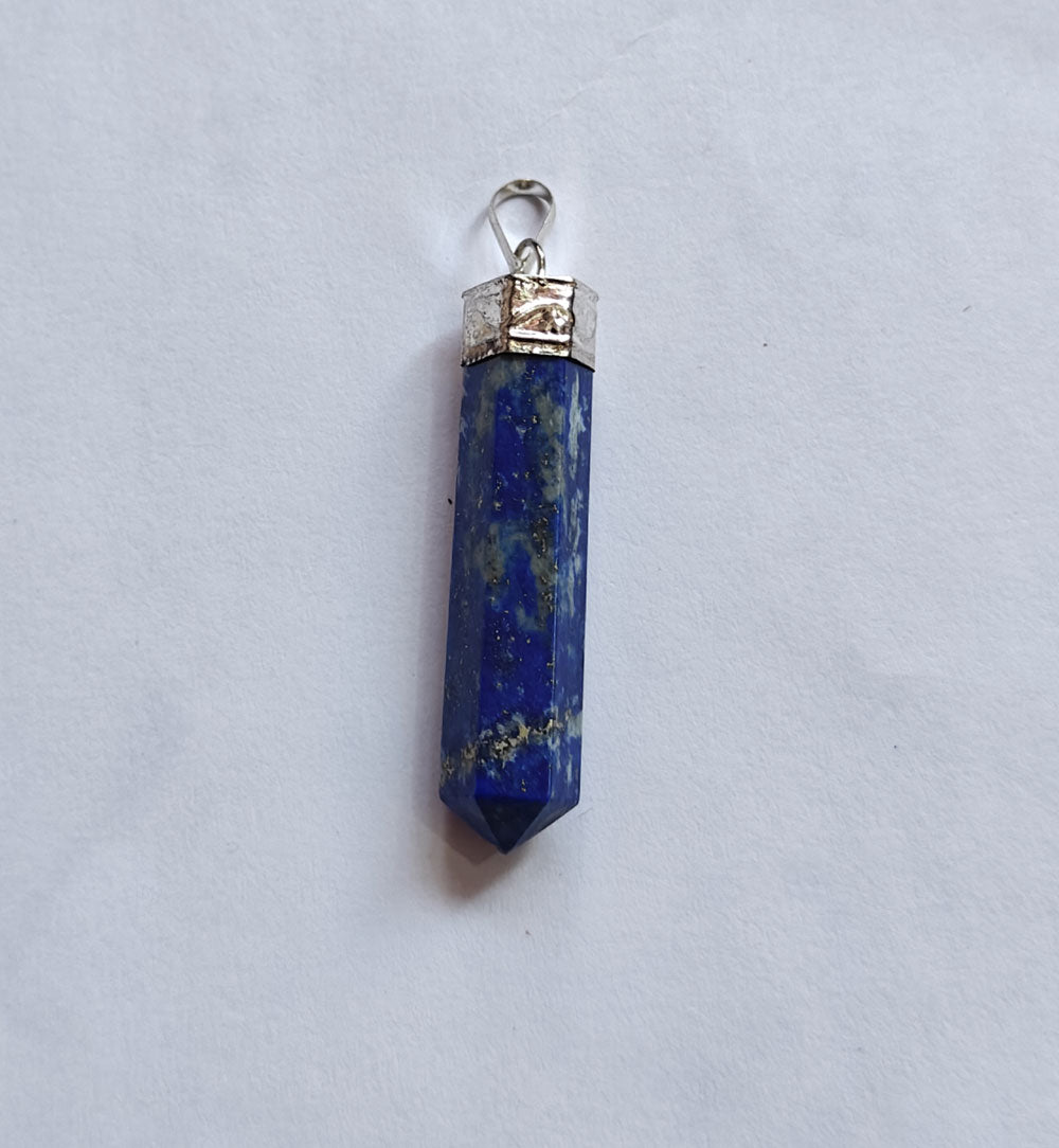 Lapis Lazuli Pencil Pendant | Handmade Brass Jewelry