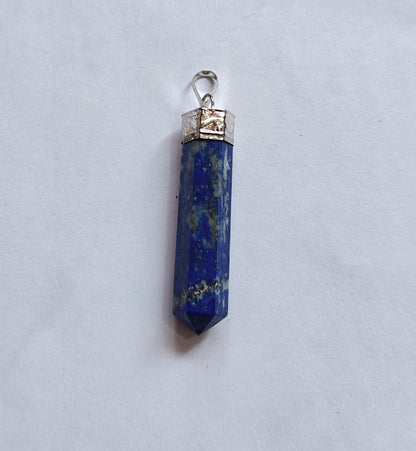 Lapis Lazuli Pencil Pendant | Handmade Brass Jewelry