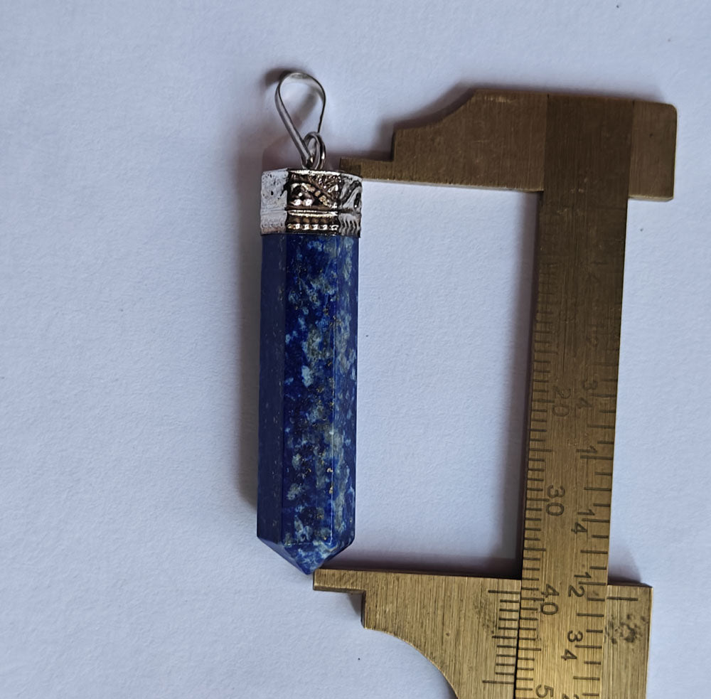 Lapis Lazuli Pencil Pendant | Handmade Brass Jewelry