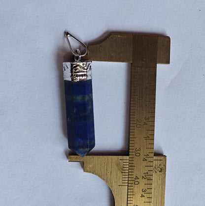Lapis Lazuli Pencil Pendant | Handmade Brass Jewelry