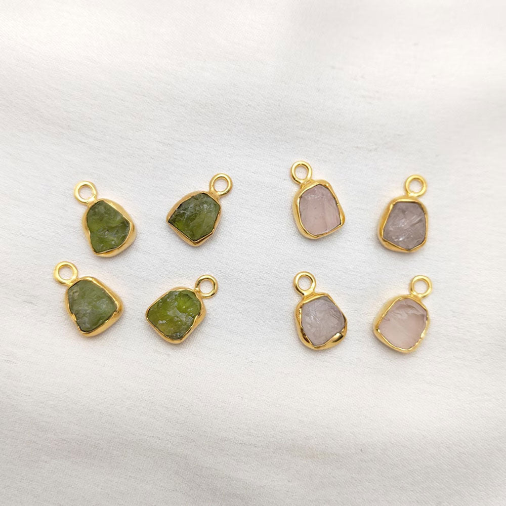 Handmade Raw Gemstone Pendant Peridot & Rose Quartz