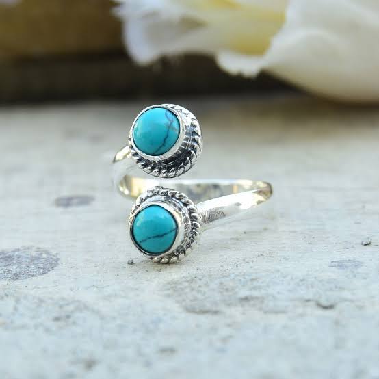 Natural Irani Turquoise 8MM Bezel 925 Sterling Silver Ring