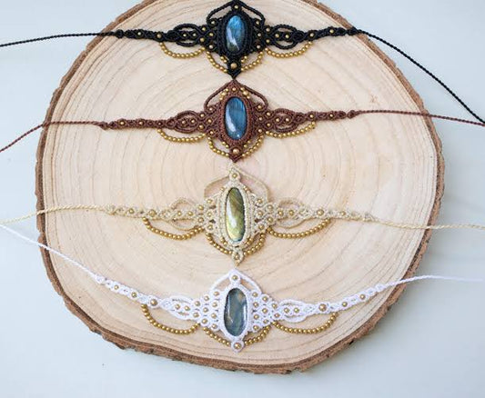Macrame Bracelet Labradorite | Adjustable Gemstone