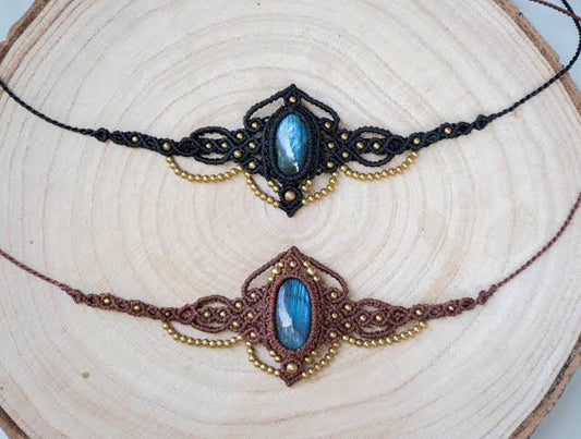 Adjustable Labradorite Macrame Bracelet | Handmade