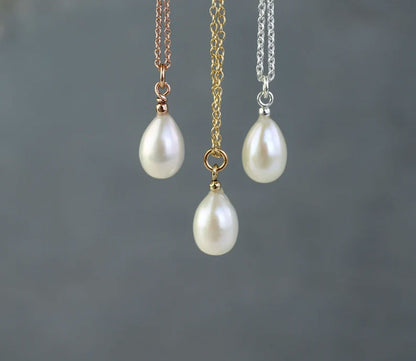 White Pearl Drilled Set Necklace | Handmade Silver Jewelry