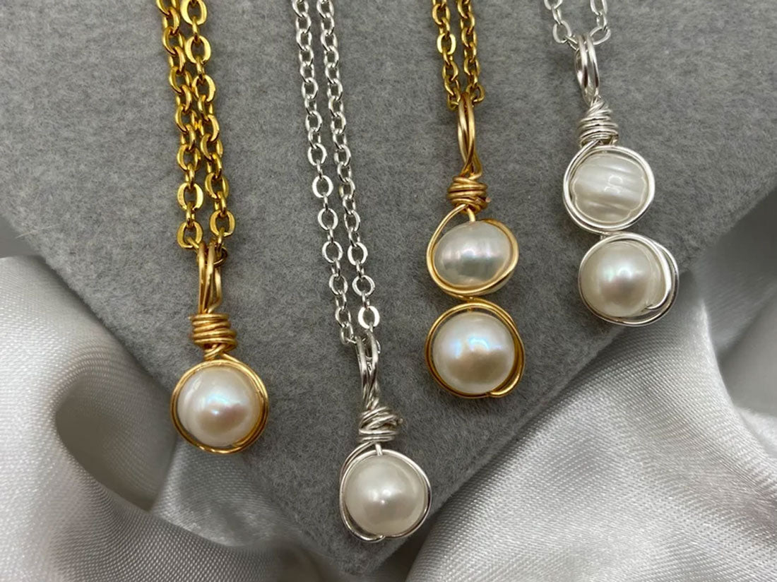 8–10MM White Pearl Bezel Set Handmade Silver Necklace
