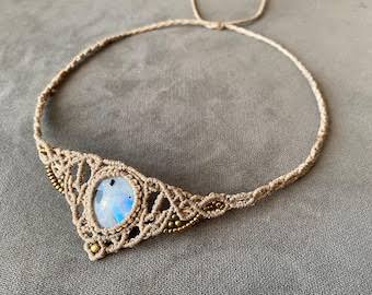 Handmade Larimar Heart Macrame Necklace