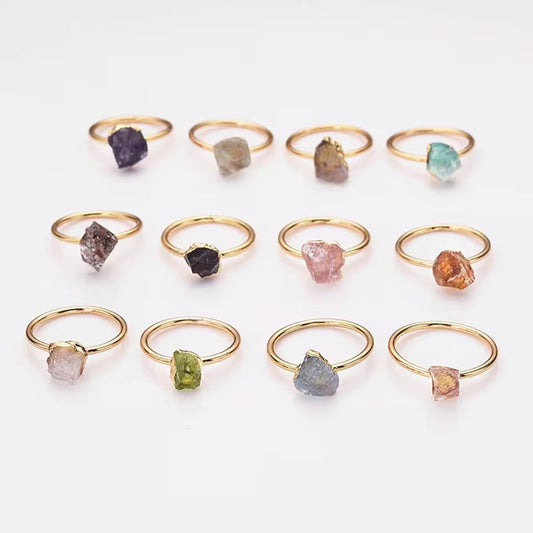 Mix Raw Gemstone Ring 8x10MM | Handmade 925 Sterling Silver