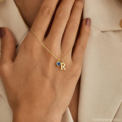 Hydro Quartz Heart Shape Custom Name Pendant Handmade Silver Necklace