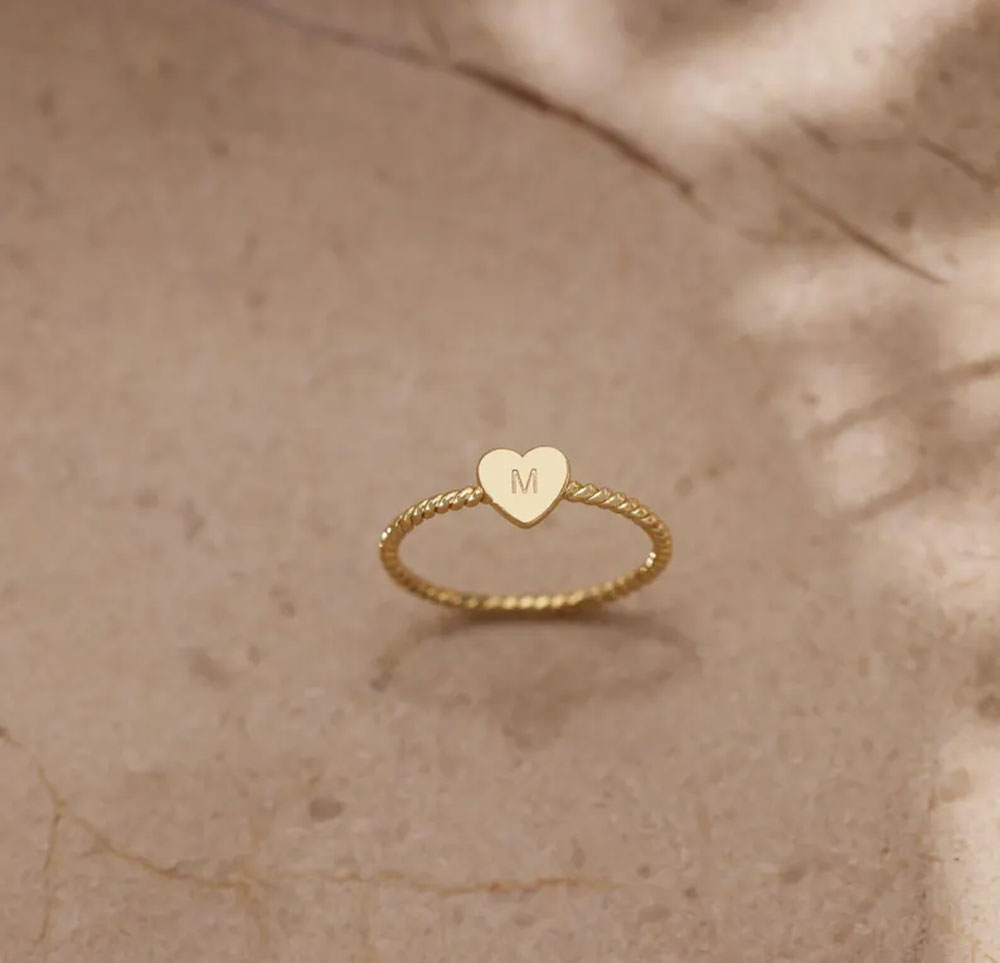 Golden Color Heart Shape Ring 10MM | 925 Sterling Silver