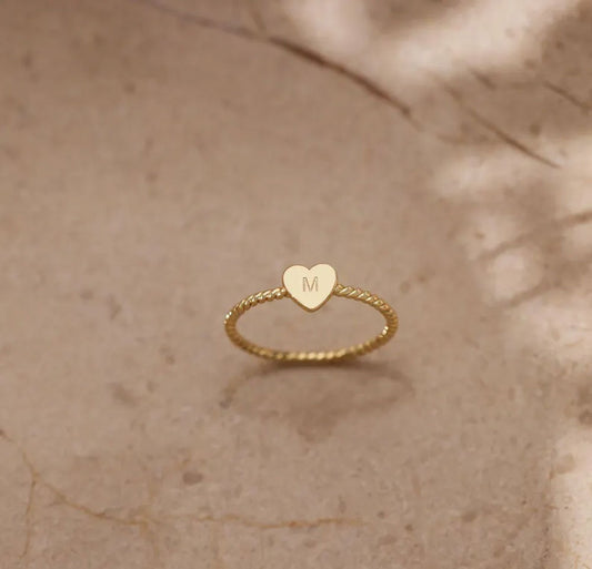 Golden Color Heart Shape Ring 10MM | 925 Sterling Silver