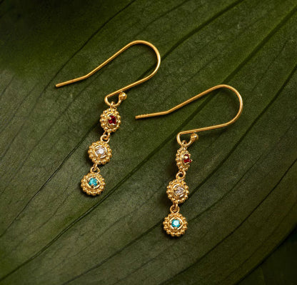 Brass Dangle Earrings with Hydro Quartz | 5MM