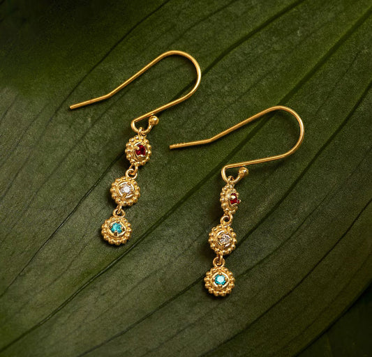 Brass Dangle Earrings with Hydro Quartz | 5MM