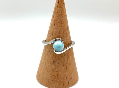 Handmade 925 Sterling Silver Larimar Ring 10MM Round Bezel