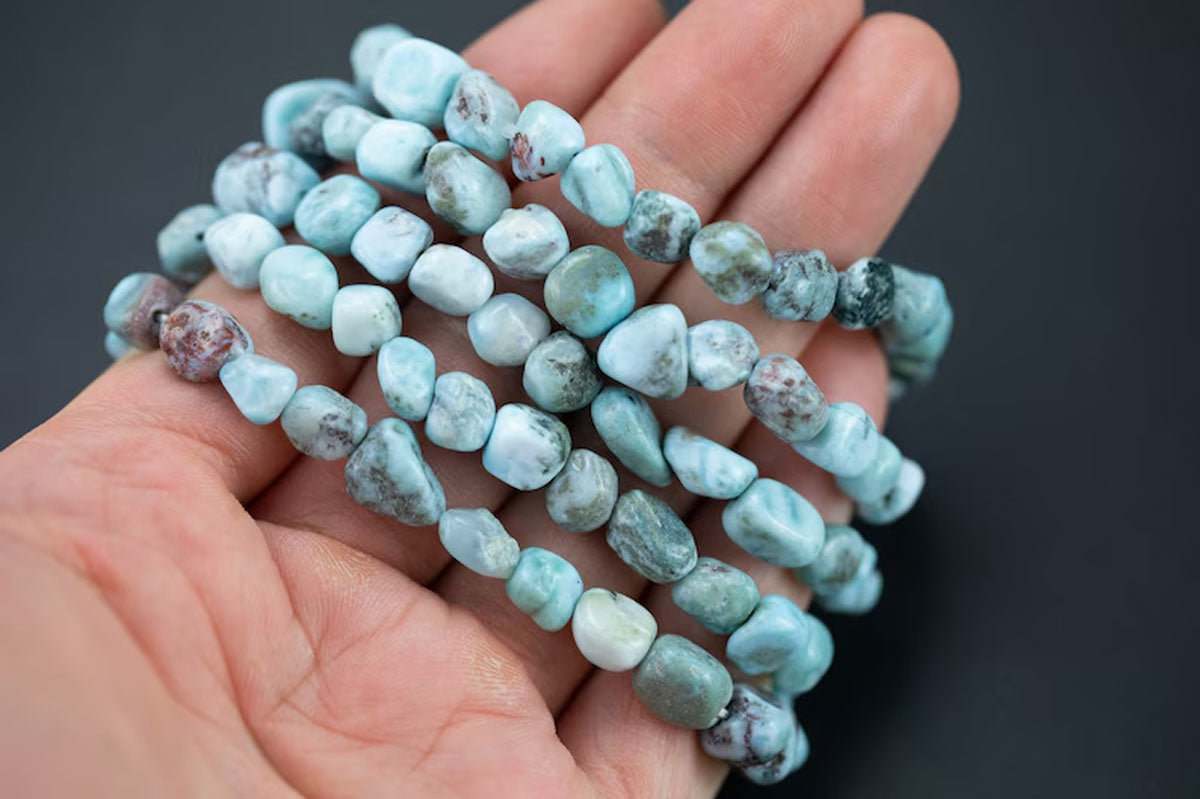 Adjustable Larimar Beads Bracelet | Tumble Multi Shape