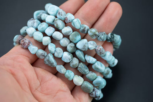 Adjustable Larimar Beads Bracelet | Tumble Multi Shape