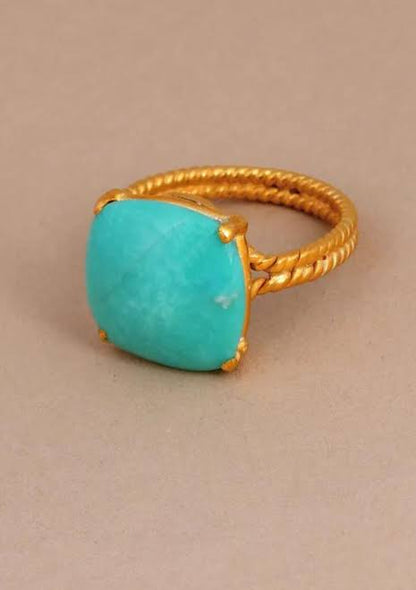Natural Irani Turquoise Ring 6MM | 925 Silver Bezel Set