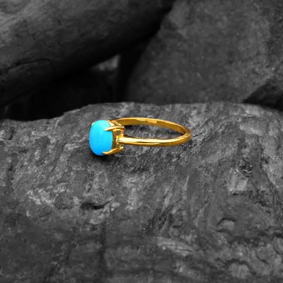 Natural Irani Turquoise Ring 6MM | 925 Silver Bezel Set