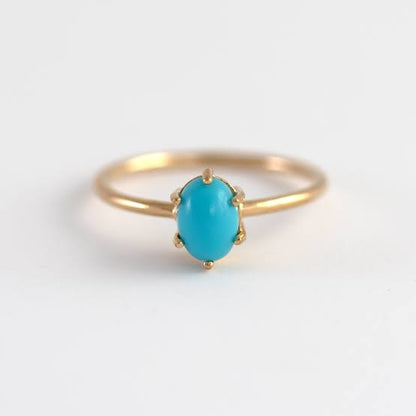 Natural Irani Turquoise Ring 6MM | 925 Silver Bezel Set