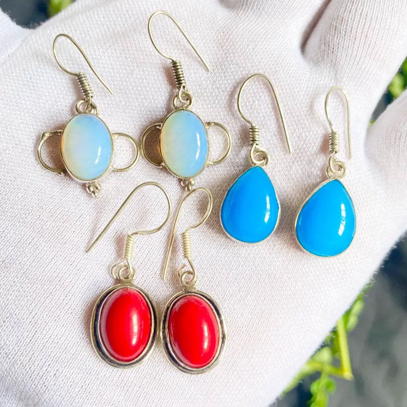 Stylish Handmade Brass Dangle Earrings with Mix Stone