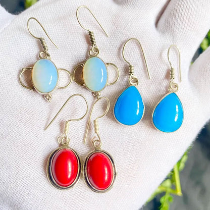 Stylish Handmade Brass Dangle Earrings with Mix Stone