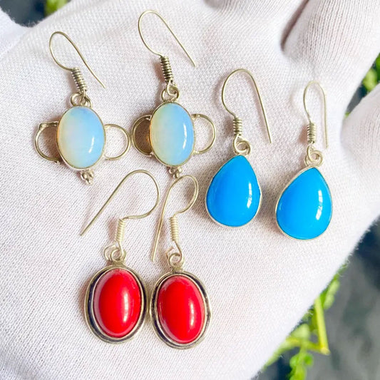 Stylish Handmade Brass Dangle Earrings with Mix Stone