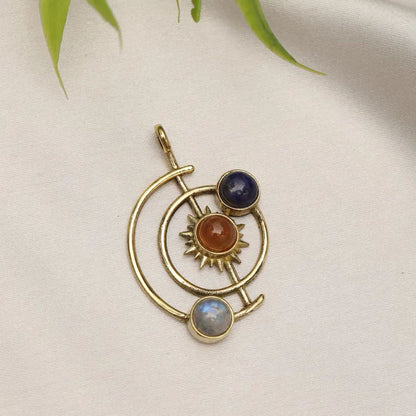 Planetary Pendant - Sun, Moon & Earth Gold Charm