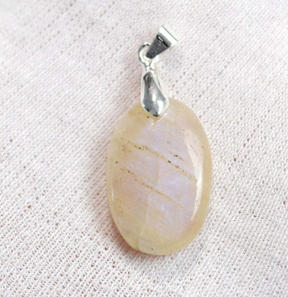 Handmade Rainbow Moonstone Brass Pendant 10X15mm
