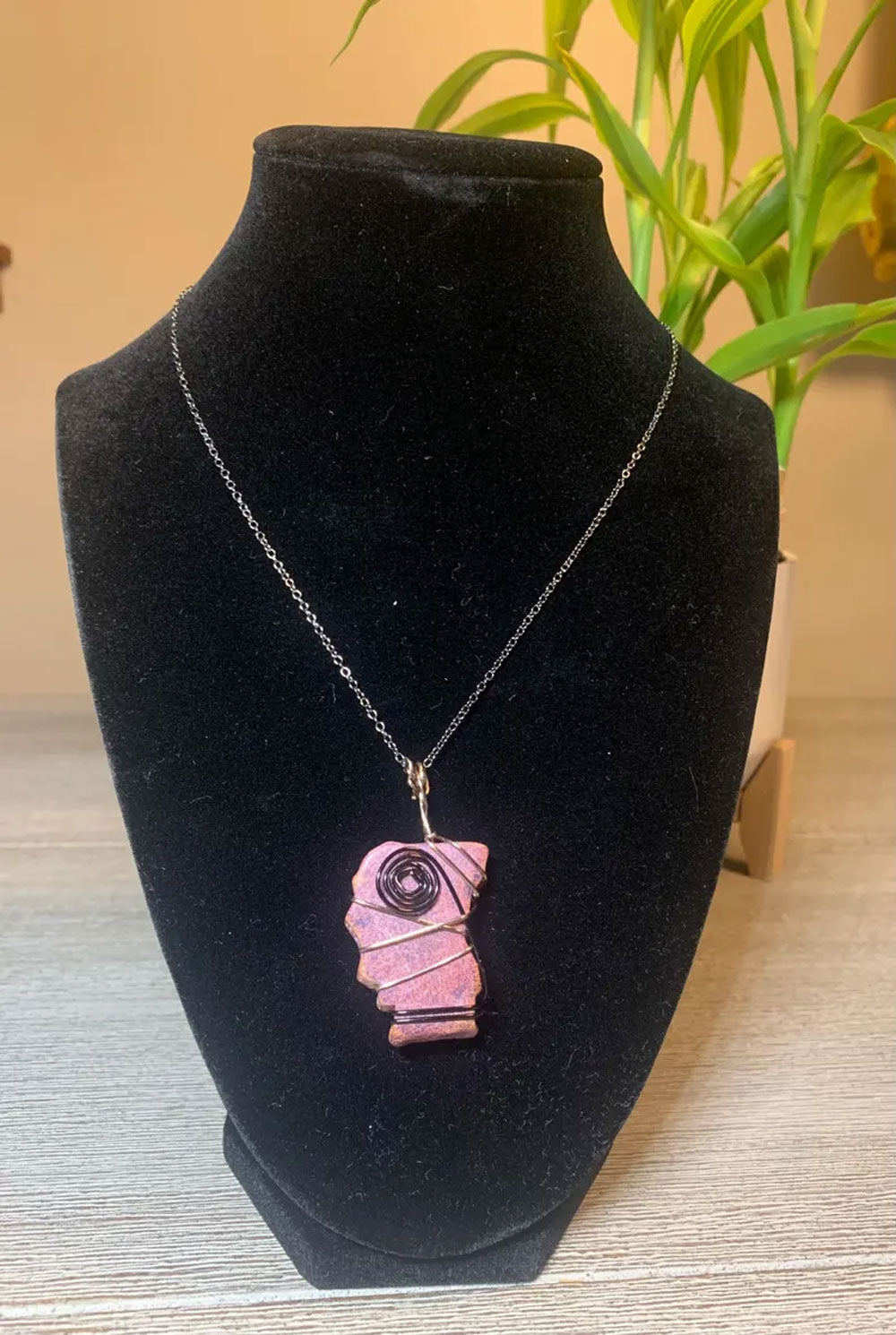 Wire Wrapped Pink Stone Pendant | Handmade Artisan Jewelry