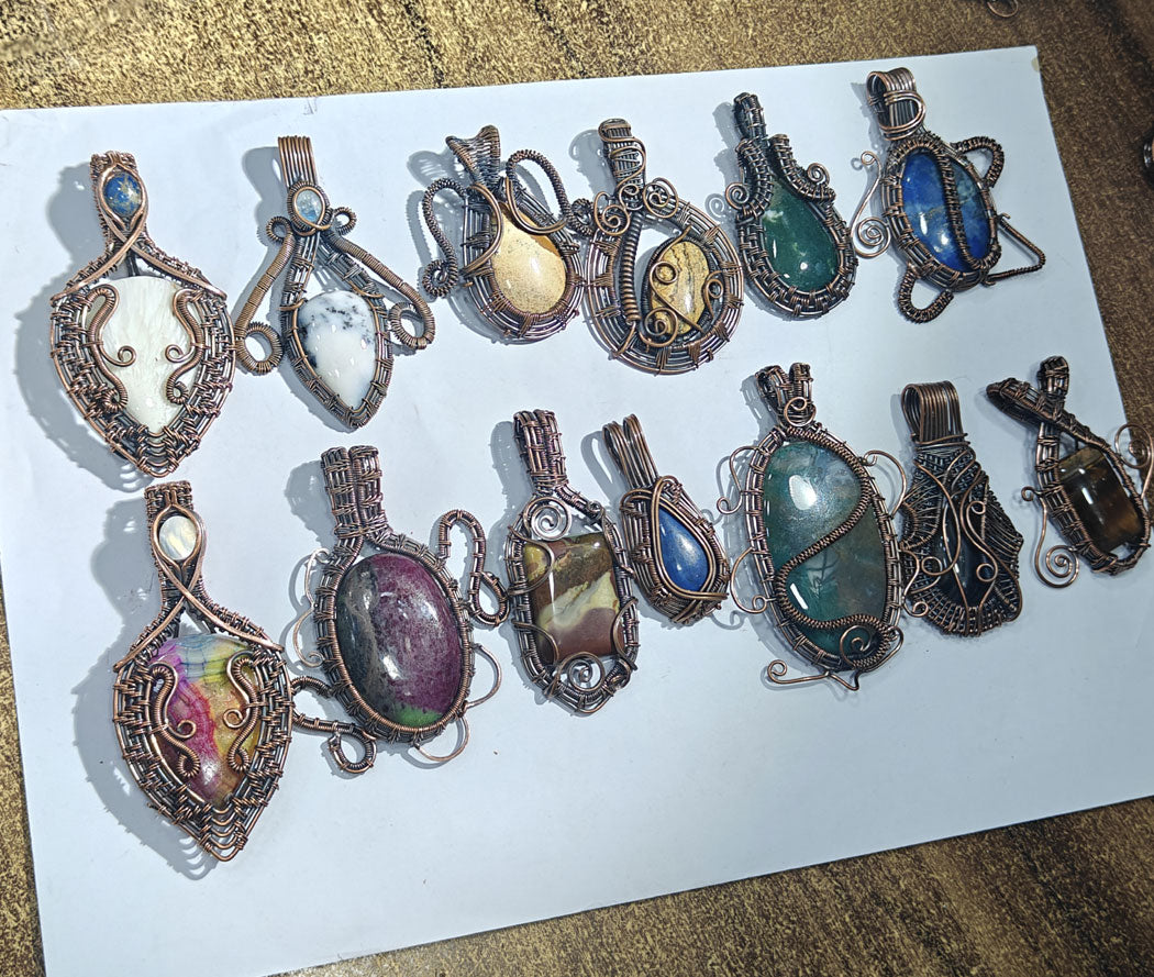 Turquoise Tree of Life Pendant | Copper Wire Wrapped Stone