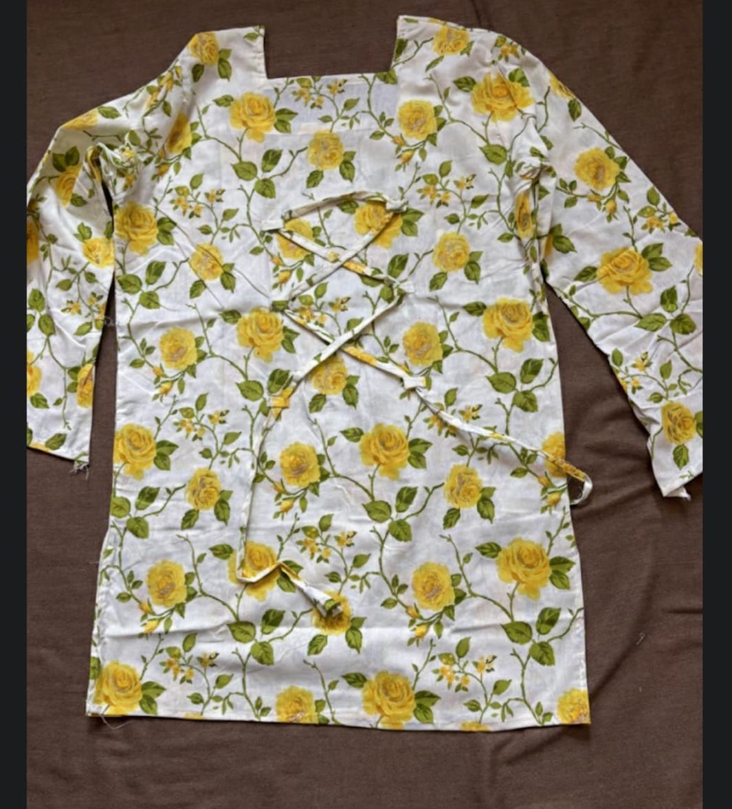 White & Yellow Floral Top | Bell-Sleeve Summer Print