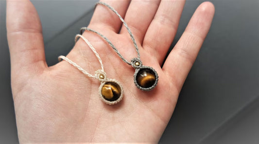 Tiger’s Eye Macrame Minimalist Necklace | Earth Tone Style
