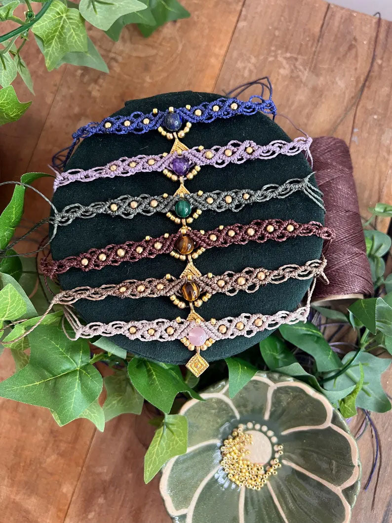 Handcrafted Macrame Gemstone Bracelets | Hari Om Creations