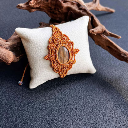 Earthy Brown Macramé Cuff Bracelet | Hariom Creations