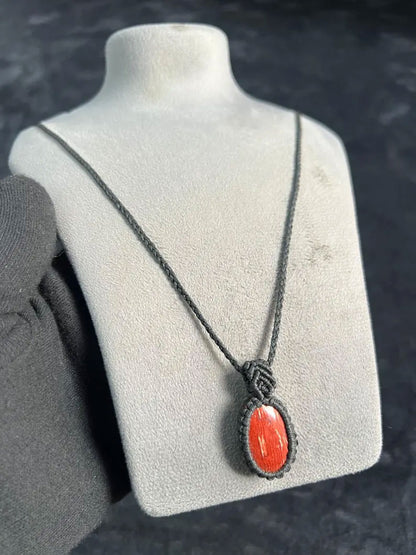 Red Jasper Macramé Minimalist Pendant | Hariom Creations