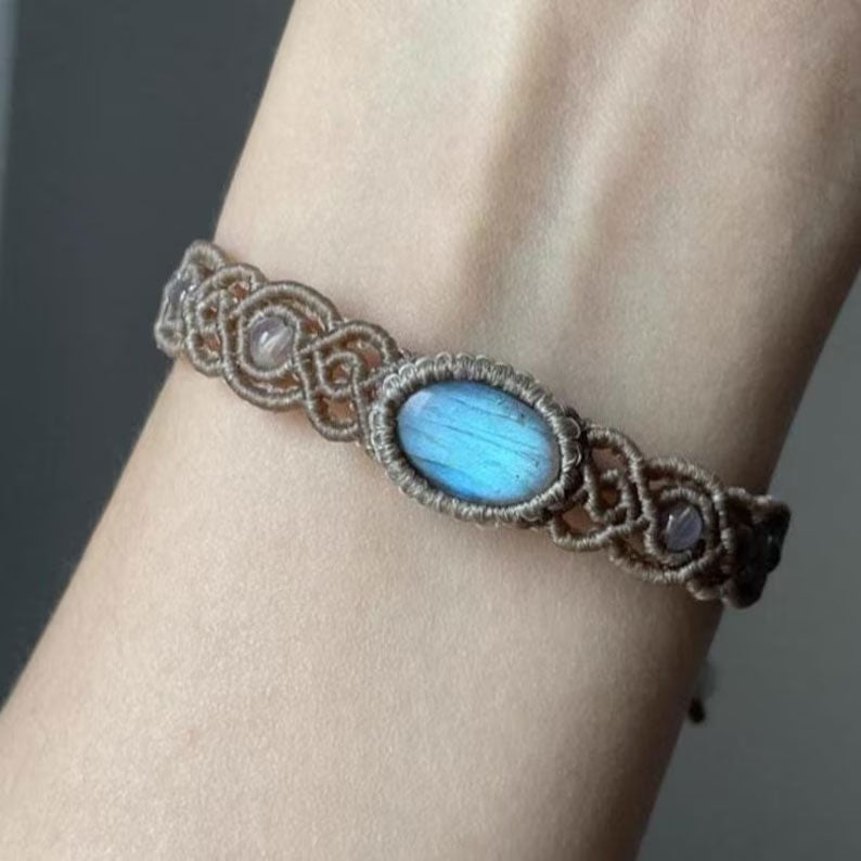 Labradorite Macrame Bracelet - Slim Hand-Knotted Design