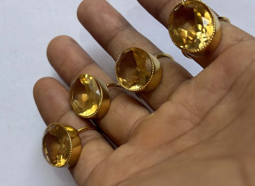 Crafted By Hand Sterling Silver Gold Plated Oval Shape Green Fluorite Gemstone 10X16MM Adjustable Ring Bezel Setting Women Vintage Ring Gift For Her Jewelry