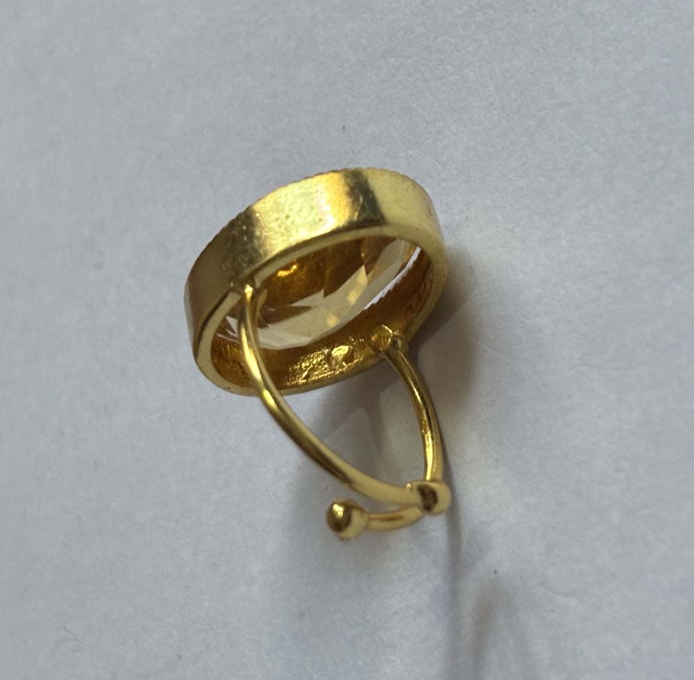 Crafted By Hand Sterling Silver Gold Plated Oval Shape Green Fluorite Gemstone 10X16MM Adjustable Ring Bezel Setting Women Vintage Ring Gift For Her Jewelry