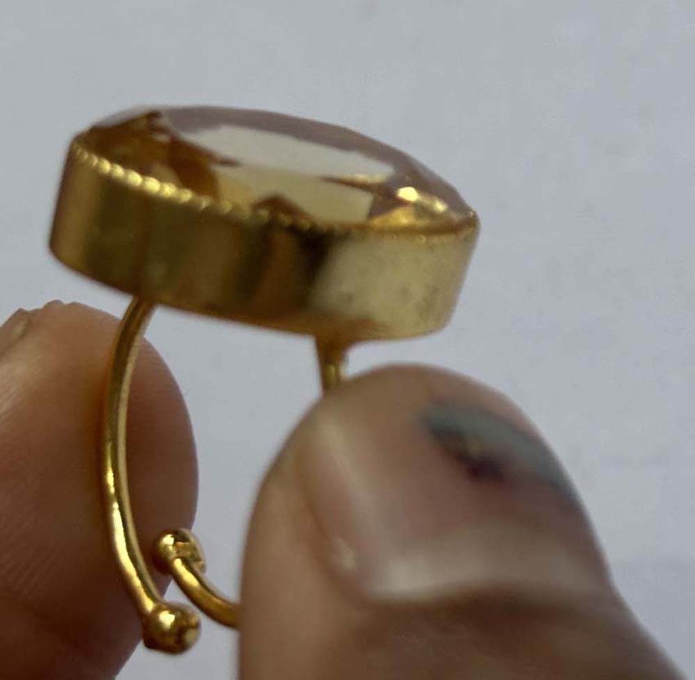 Crafted By Hand Sterling Silver Gold Plated Oval Shape Green Fluorite Gemstone 10X16MM Adjustable Ring Bezel Setting Women Vintage Ring Gift For Her Jewelry