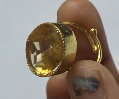 Crafted By Hand Sterling Silver Gold Plated Oval Shape Green Fluorite Gemstone 10X16MM Adjustable Ring Bezel Setting Women Vintage Ring Gift For Her Jewelry