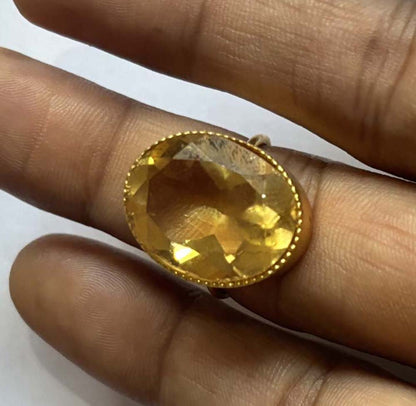 Crafted By Hand Sterling Silver Gold Plated Oval Shape Green Fluorite Gemstone 10X16MM Adjustable Ring Bezel Setting Women Vintage Ring Gift For Her Jewelry