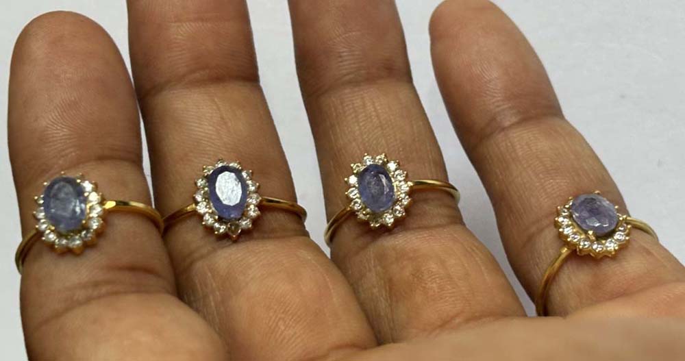 Handmade Silver Gold Plated 5x7MM Oval Tanzanite Ring CZ Bezel