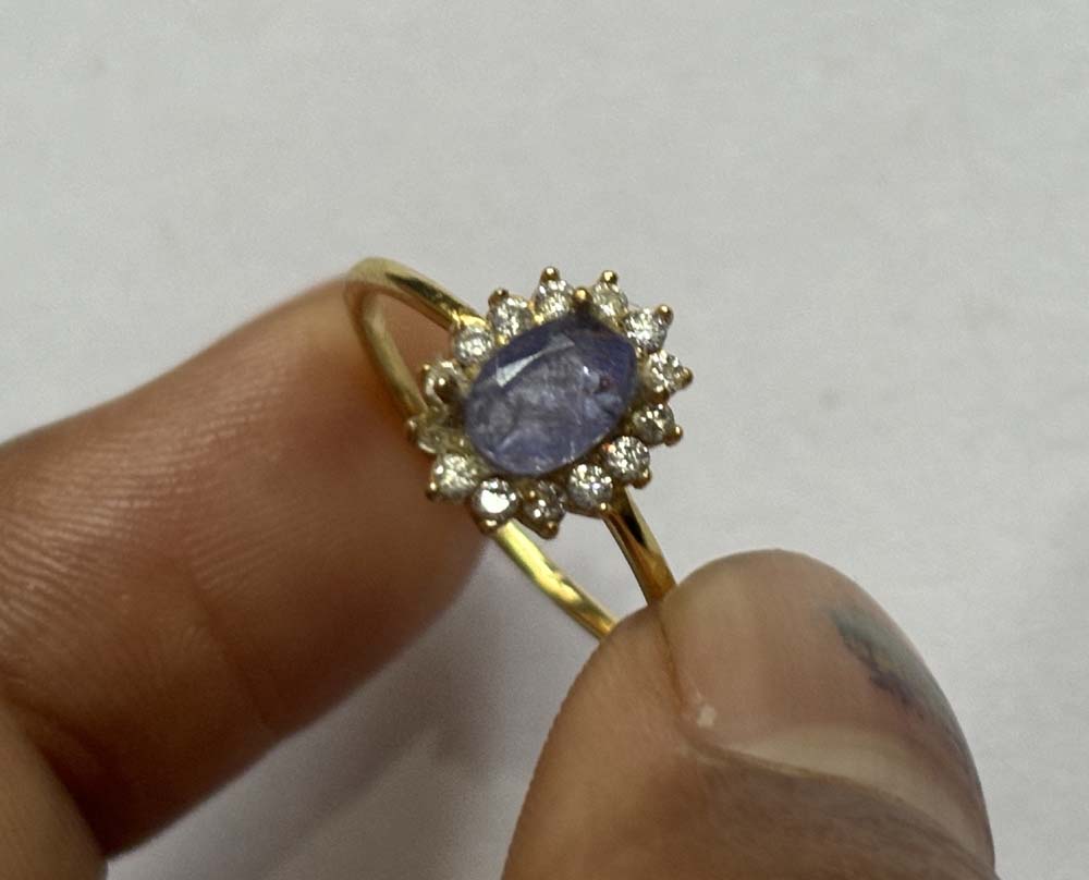 Handmade Silver Gold Plated 5x7MM Oval Tanzanite Ring CZ Bezel