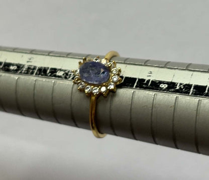 Handmade Silver Gold Plated 5x7MM Oval Tanzanite Ring CZ Bezel