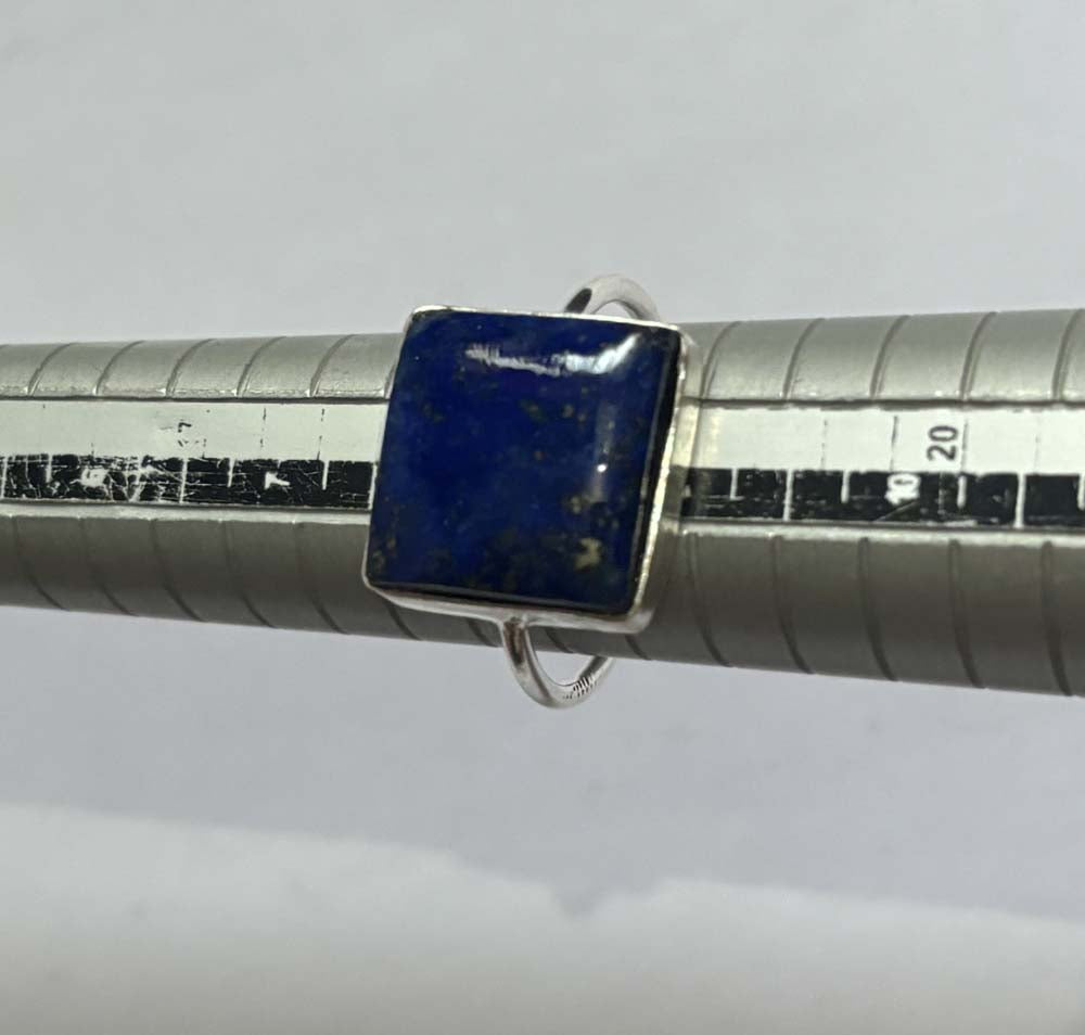 Crafted By Hand Sterling Silver Ring 8X10MM Square Shaped Lapis Lazuli Gemstone Bezel Setting For Anniversary Gift Women or Men Jewelry